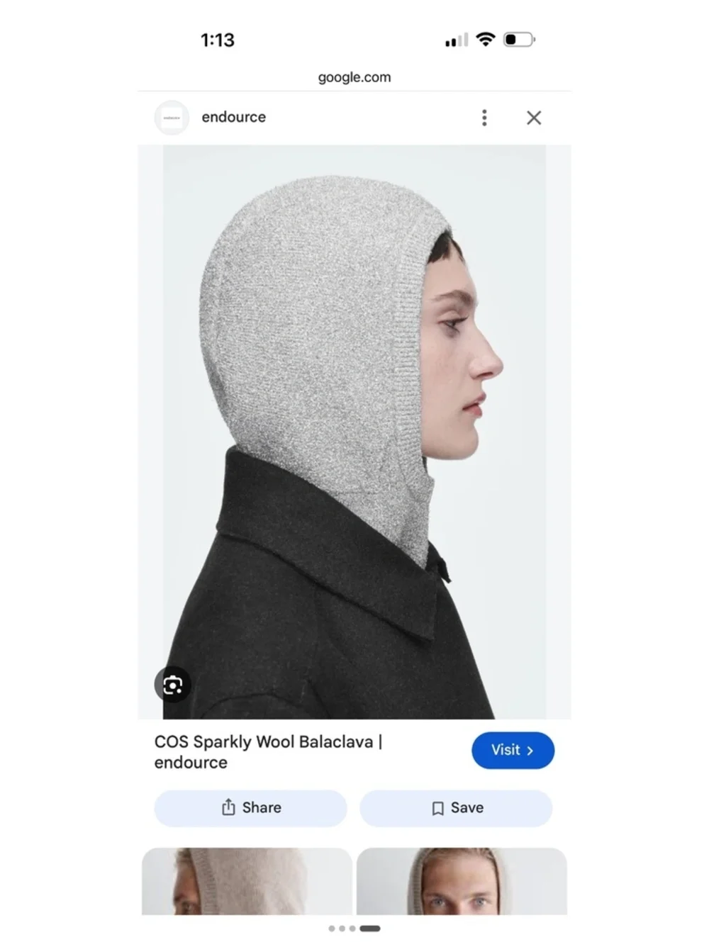 COS Sparkly Wool Balaclava in grey